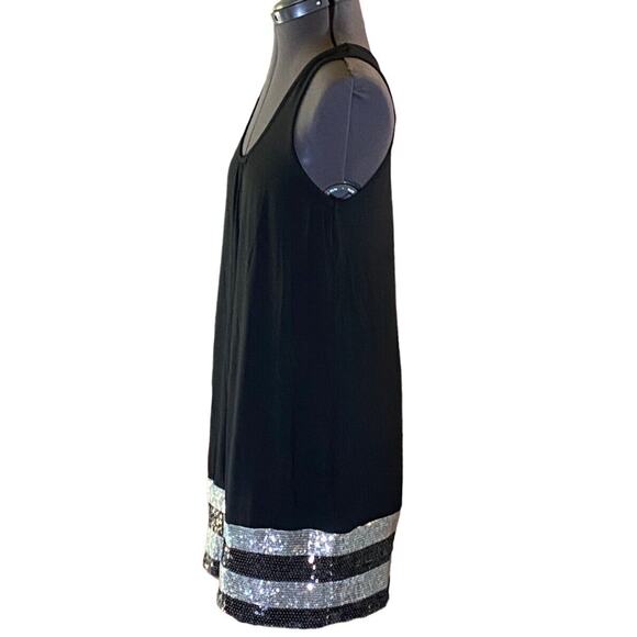 Preppy XXI Womens M Black Viscose Sequined Silver/Black Trim Bottom Sheath Dress - Picture 4 of 12